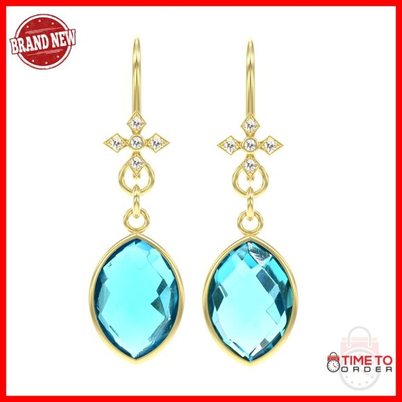 Jewelry - Marquise Crystal Dangle Earrings Sterling Silver Gold Vermeil Hypoallergenic